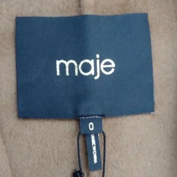 NWT Maje Brown Tabac Wool Oversized Belted Blazer Jacket Coat Size 0 XS - Picture 3 of 11